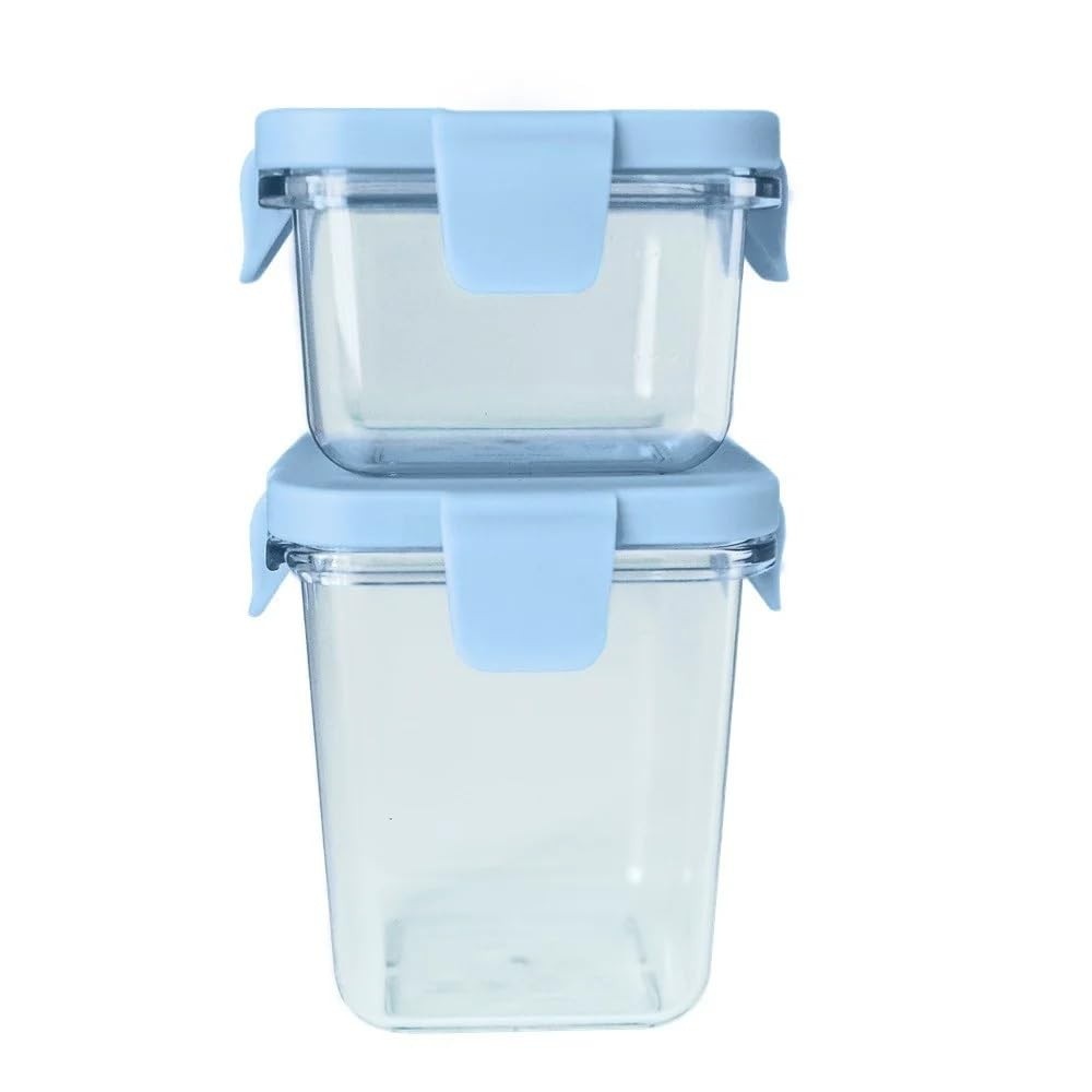 Kit com 2 Potes em Tritan 120 e 240ml Azul - Segurança e Estilo para Refeições Práticas