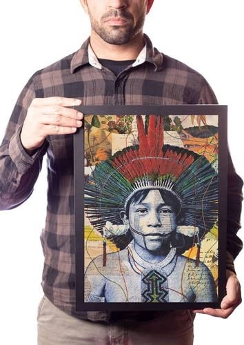 Quadro de Arte Povos Indígenas Brasileiros - Decoração Cultural e Respeitosa