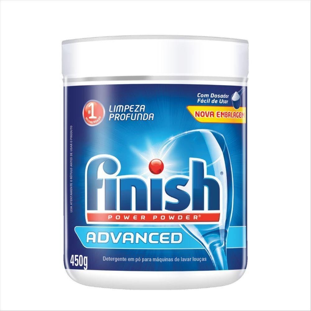 Finish Power Powder Advanced - Detergente em Pó para Lava Louças 450g - Limpeza Profunda e Eficiente
