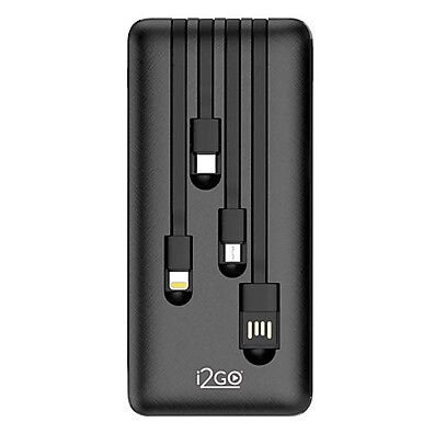 Power Bank 10000mAh 4 em 1 com Cabos I2GO Plus