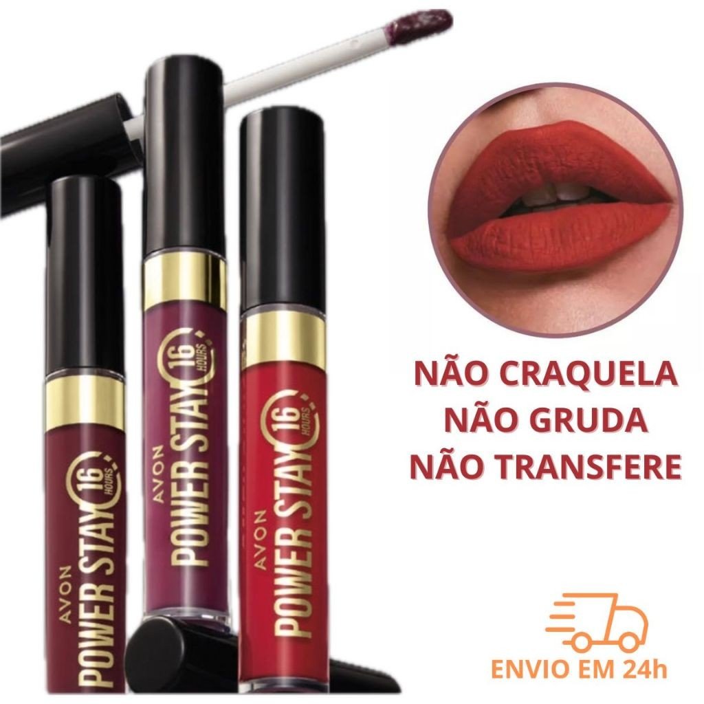 Power Stay Avon: Batom 16h Glitter/Matte