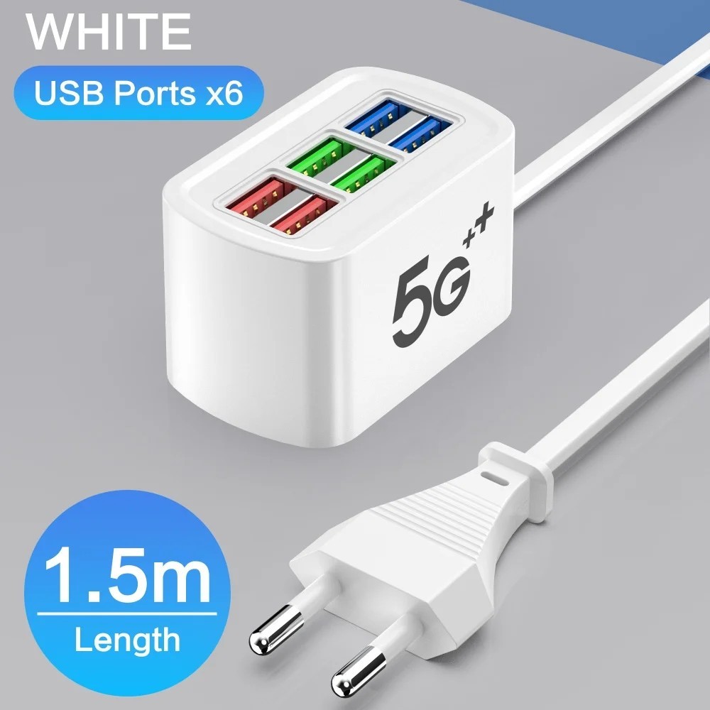 Power Strip 6 em 1: Carregador Rápido USB