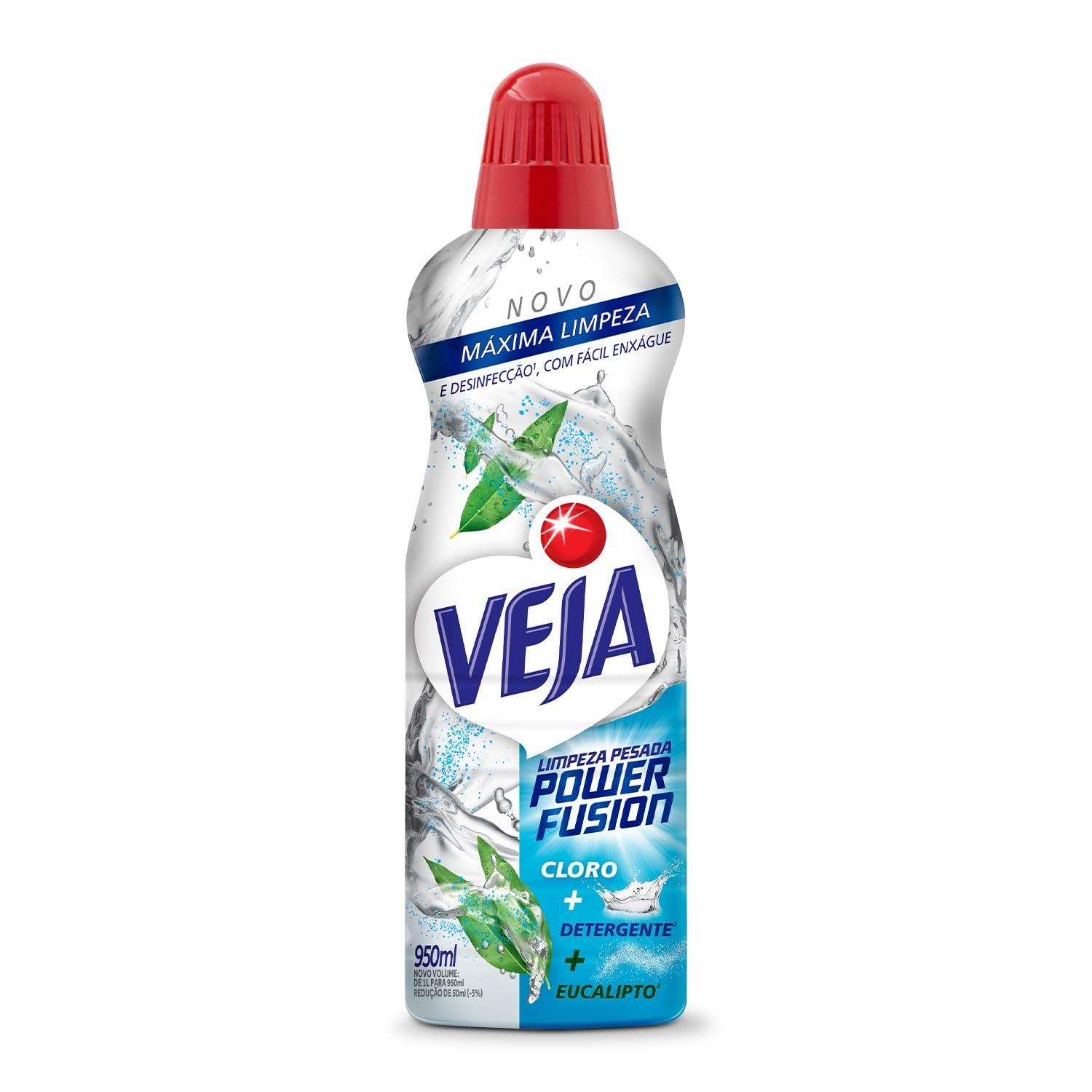 Veja Limpeza Pesada Power Fusion com Cloro Desinfetante e Limpador 950ml - Máxima Potência de Limpeza e Desinfecção
