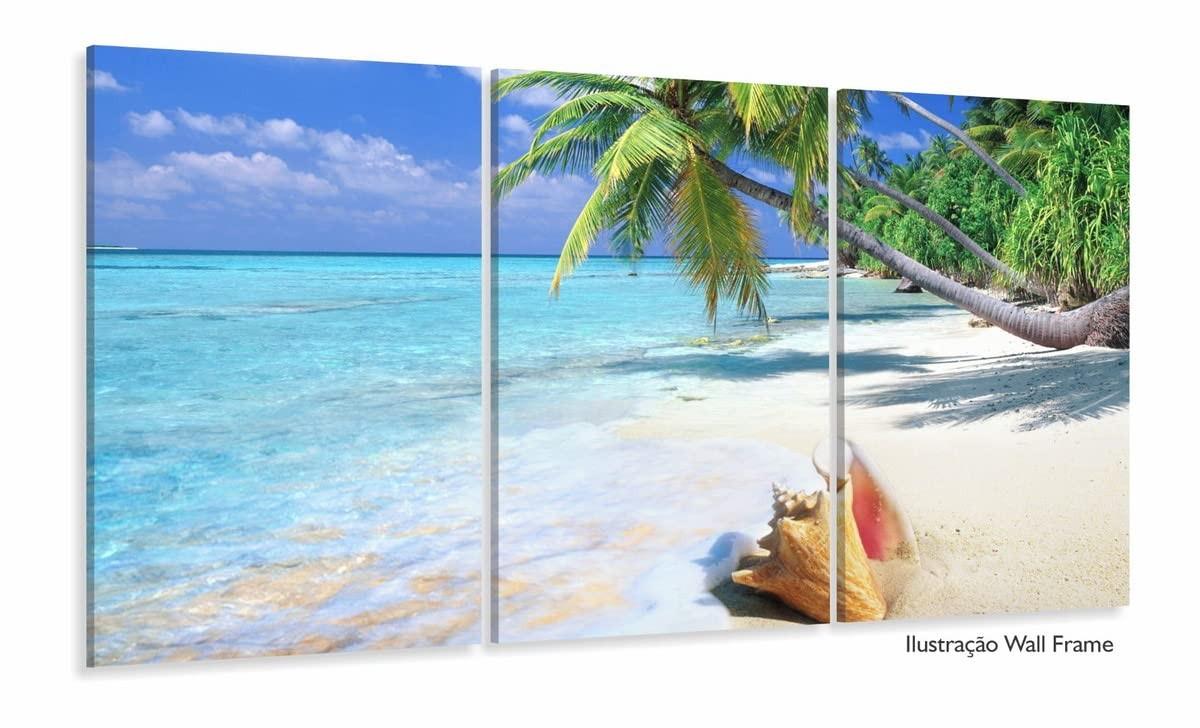 Quadro Decorativo Praia Mar Concha 120x60cm | Tecido Premium com Chassi em MDF