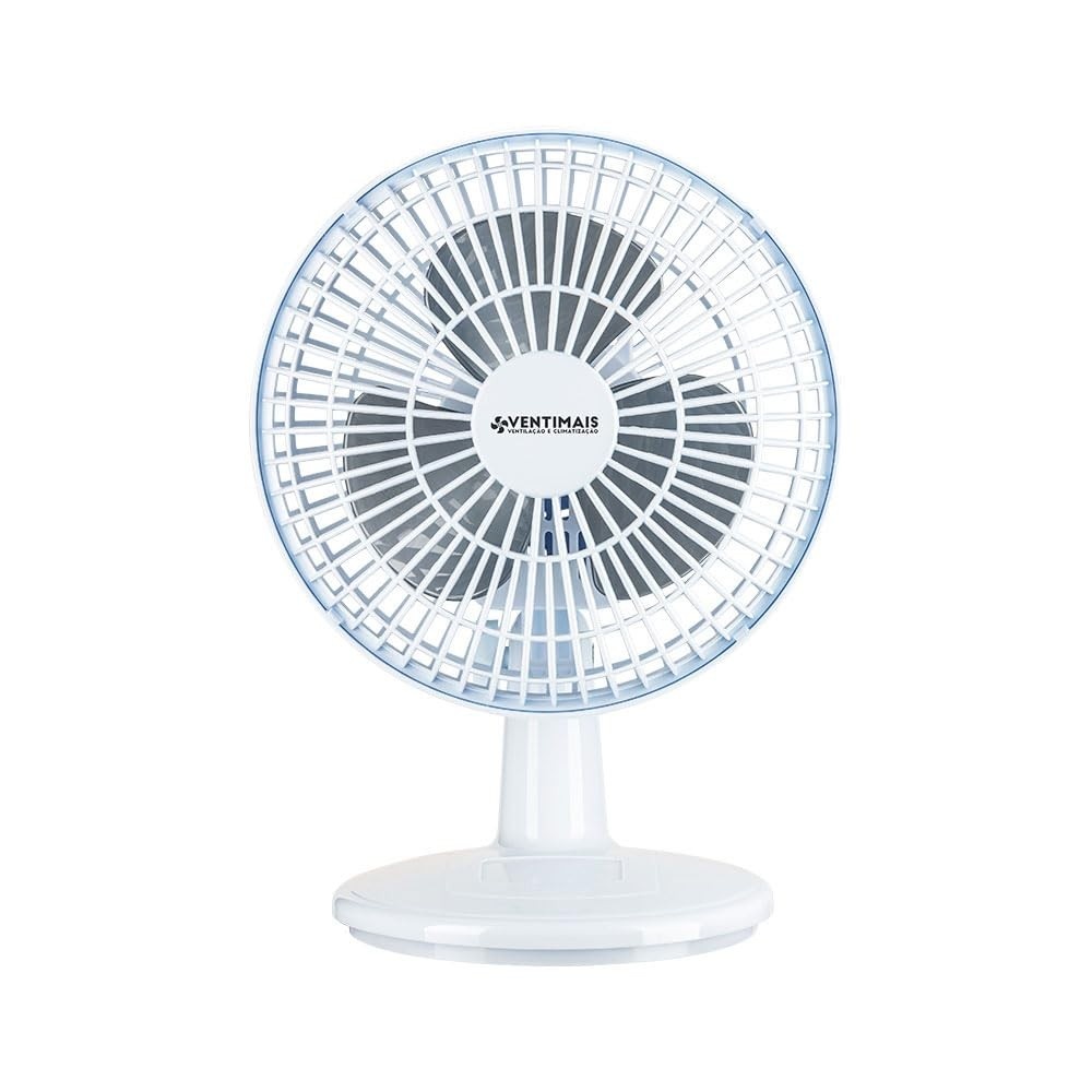 Ventilador Mini Turbo 20cm Branco Prata 127V - Potência Compacta para Ambientes Pequenos