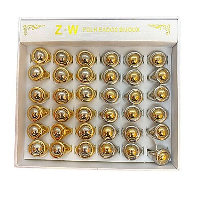 Anéis Femininos Luxo: Kit 36 Peças Dourado e Prata