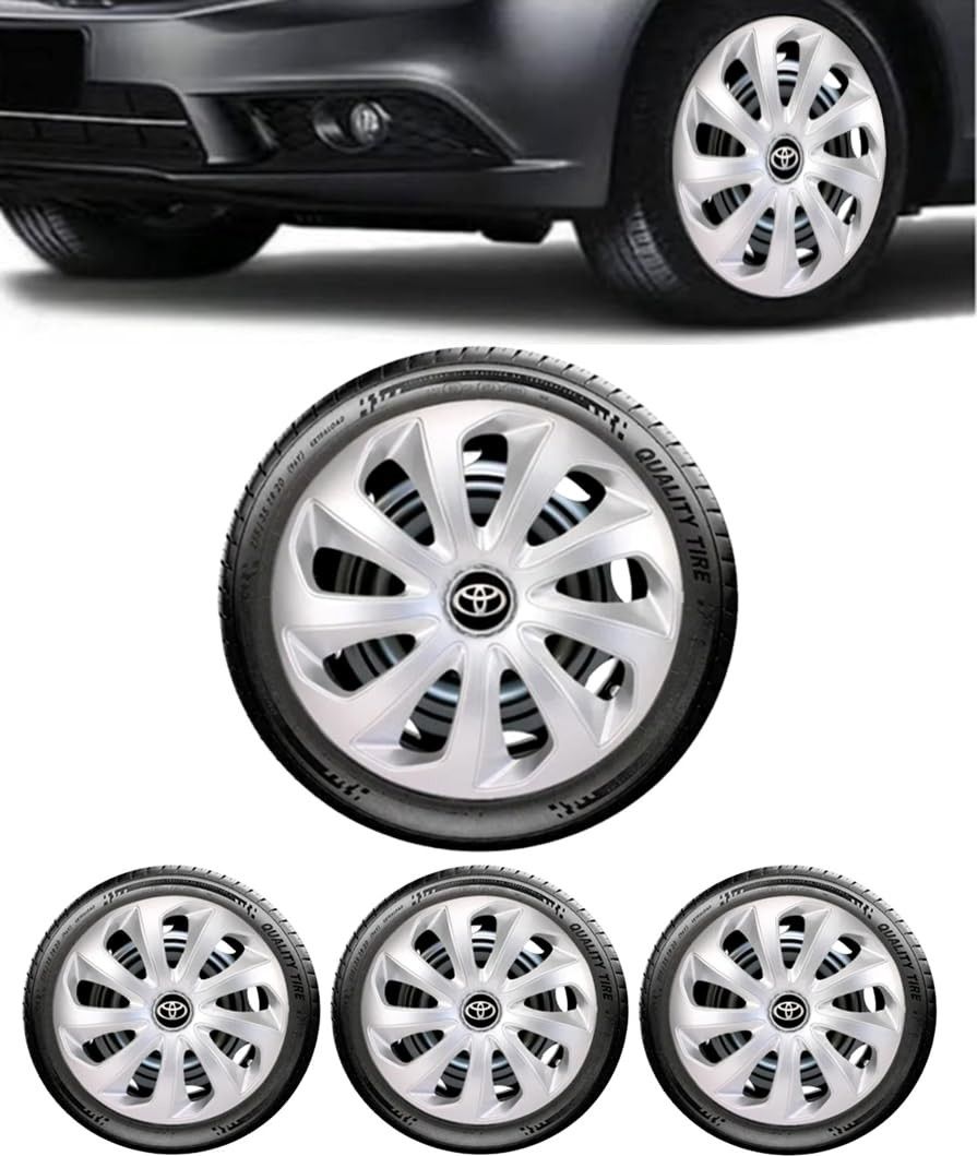 Jogo 4 Calotas Esportivas Velox Aro 15 Prata para Toyota Etios, Yaris e Corolla - Design Moderno e Fixação Segura