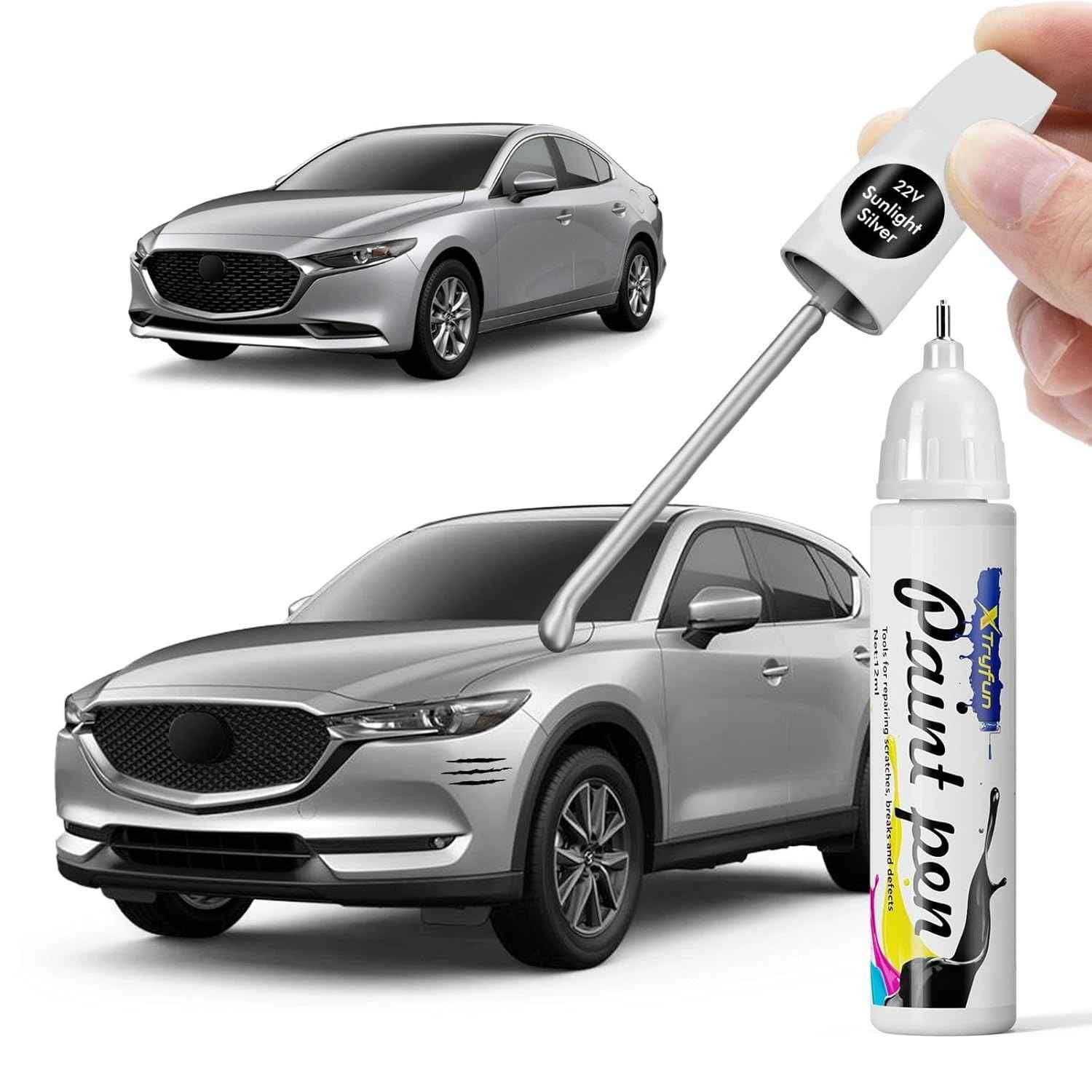 Tinta de Retoque Mazda 22V Sunlight Prata - Reparo Perfeito para Arranhões e Lascas