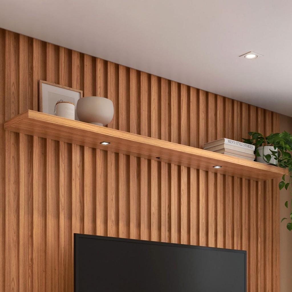 Prateleira 180cm com LED Freijó: Elegância e Praticidade
