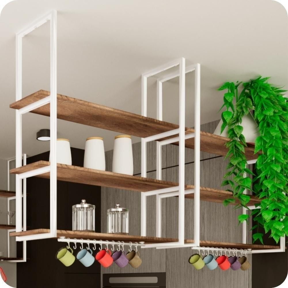 Prateleira Industrial Suspensa: 60cm de Estilo!