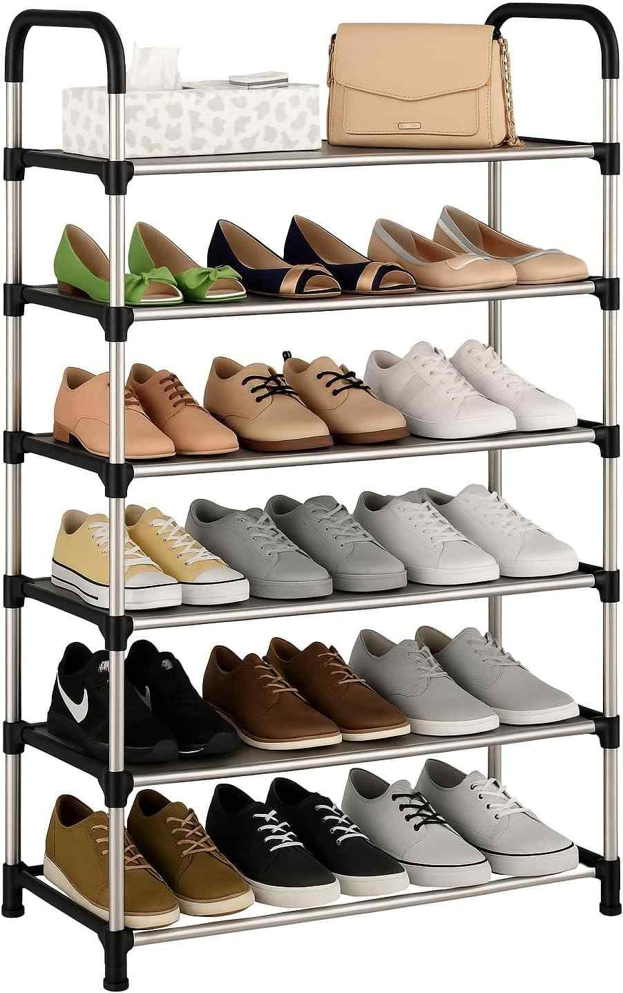 Sapateira Organizadora 5 Andares com Prateleiras Multiuso - Ideal para Sapatos, Livros e Brinquedos em Design Moderno Preto