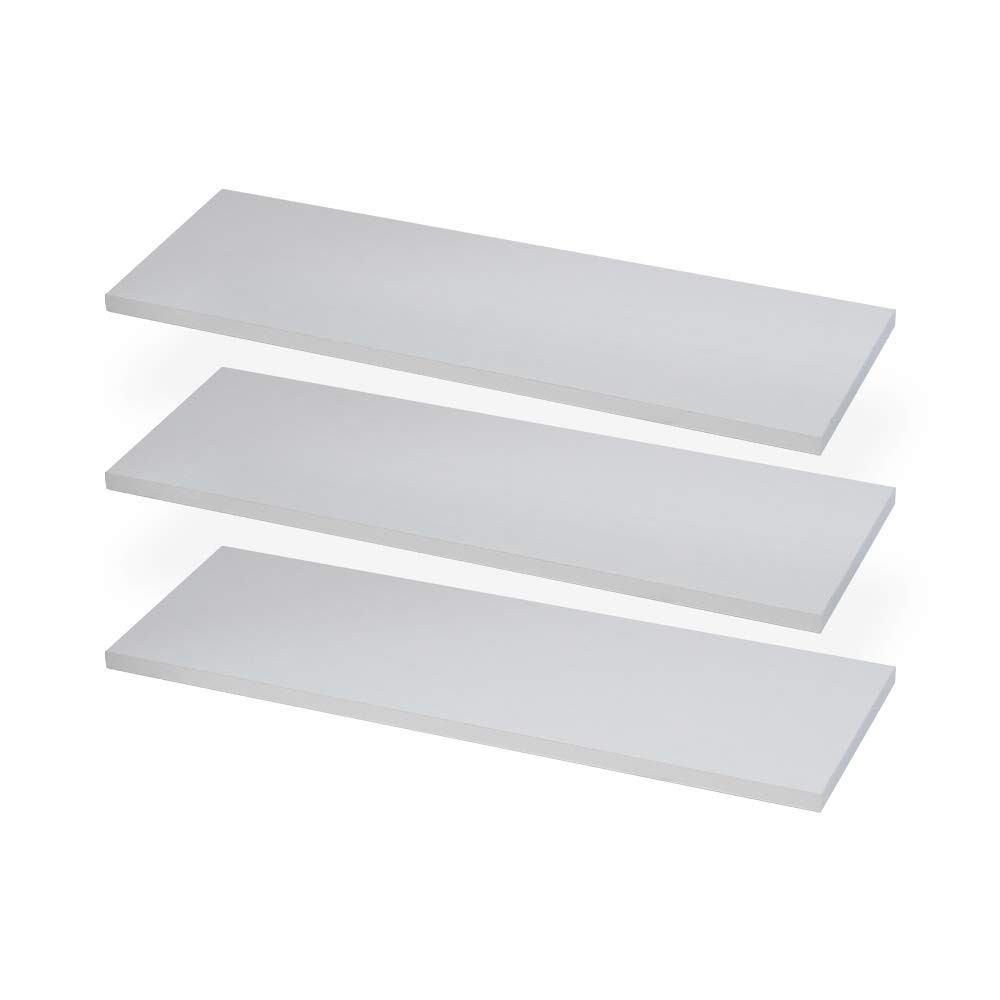 Kit 3 Prateleiras Estante 60x20cm em MDF Branco com Suporte Invisível - Design Moderno e Fixação Discreta