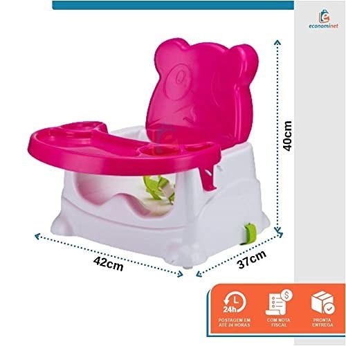 Cadeira Booster Alimentação Ursinho Baby Style Rosa - Segura, Leve e Prática