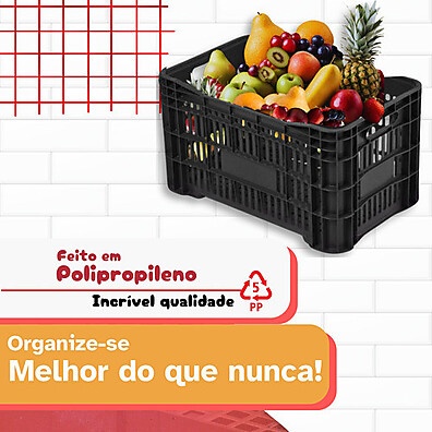 Caixa Hortifruti Agrícola Preta 50L - Resistente e Prática