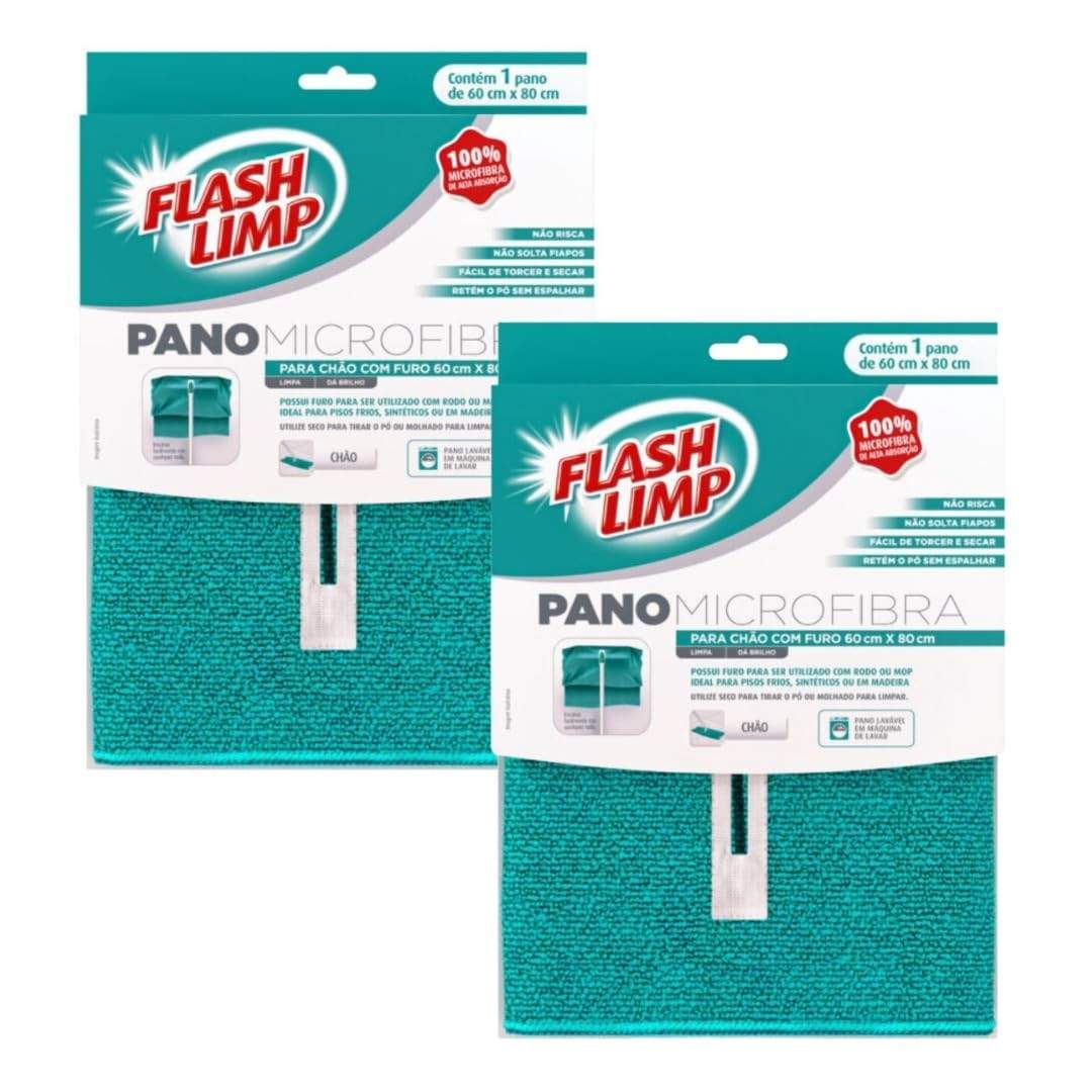 Kit com 2 Panos de Chão Microfibra 60x80cm com Furo para Rodo - Limpeza Eficiente e Prática