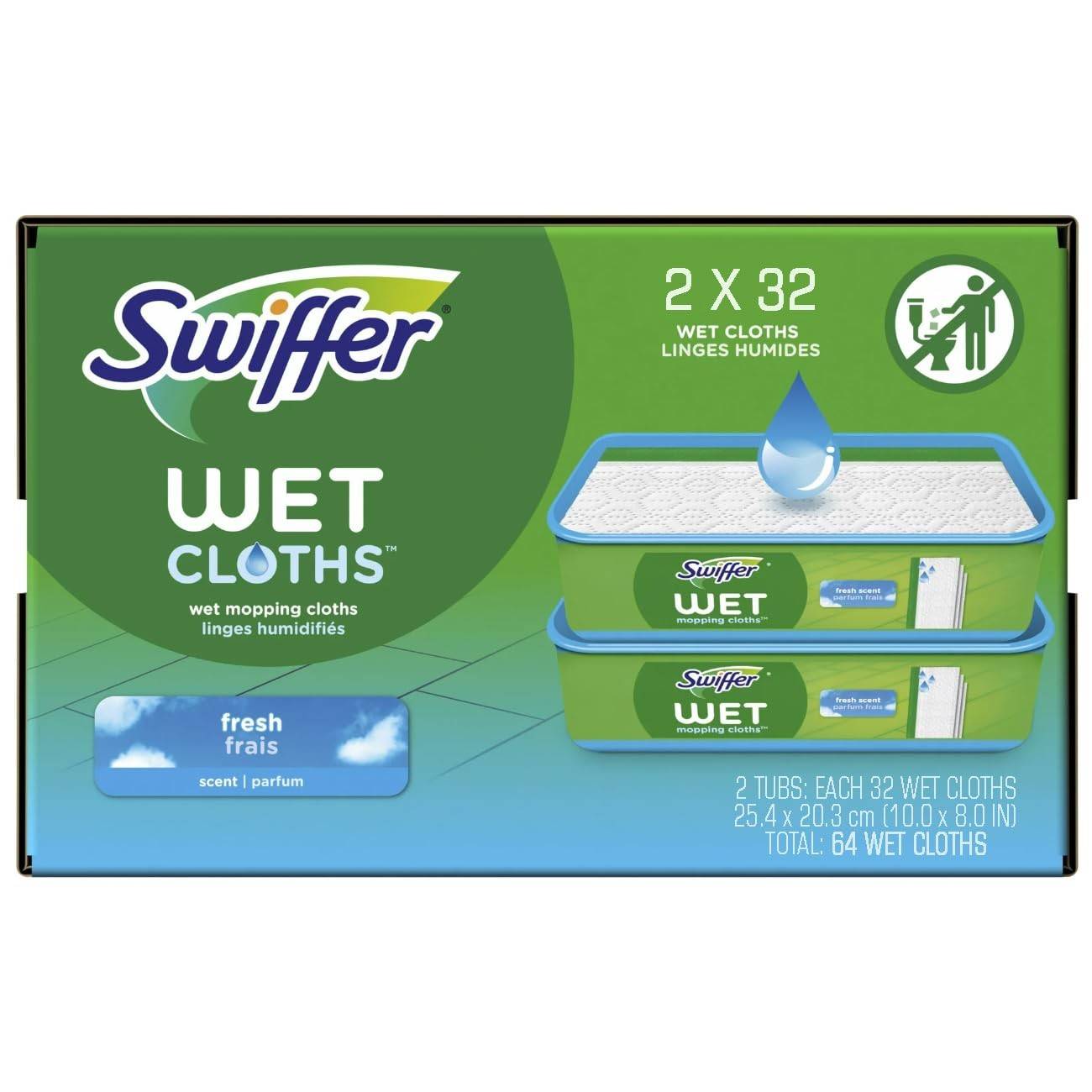 Swiffer Panos de Limpeza Úmidos para Varredora - 64 Unidades - Recargas Práticas e Eficientes