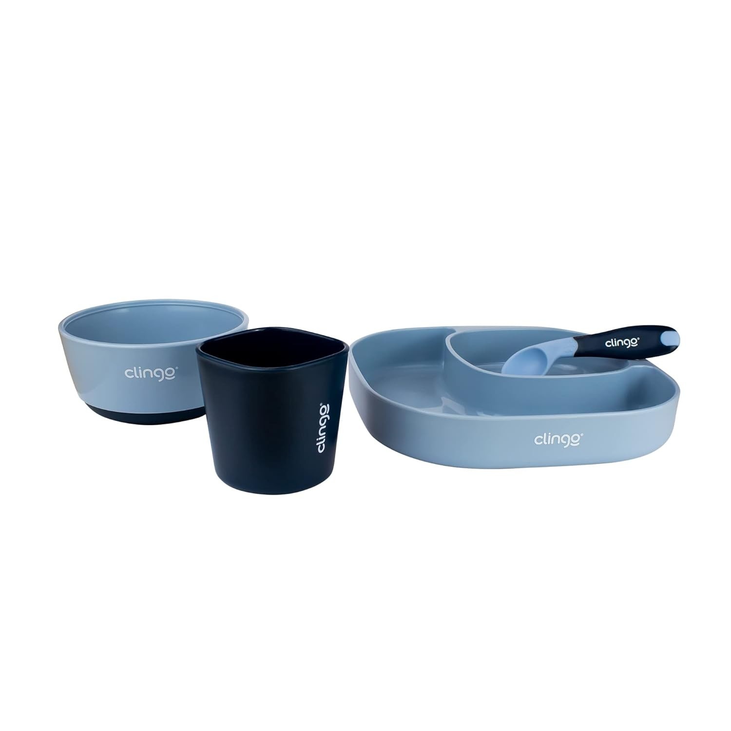 Kit Alimentação 4 em 1 Azul com Colher Termossensível - Segurança e Praticidade para Bebês