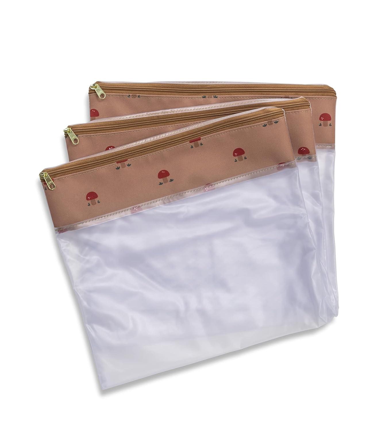 Conjunto de 3 Saquinhos de Maternidade Cogumelo - Organize com Estilo e Praticidade