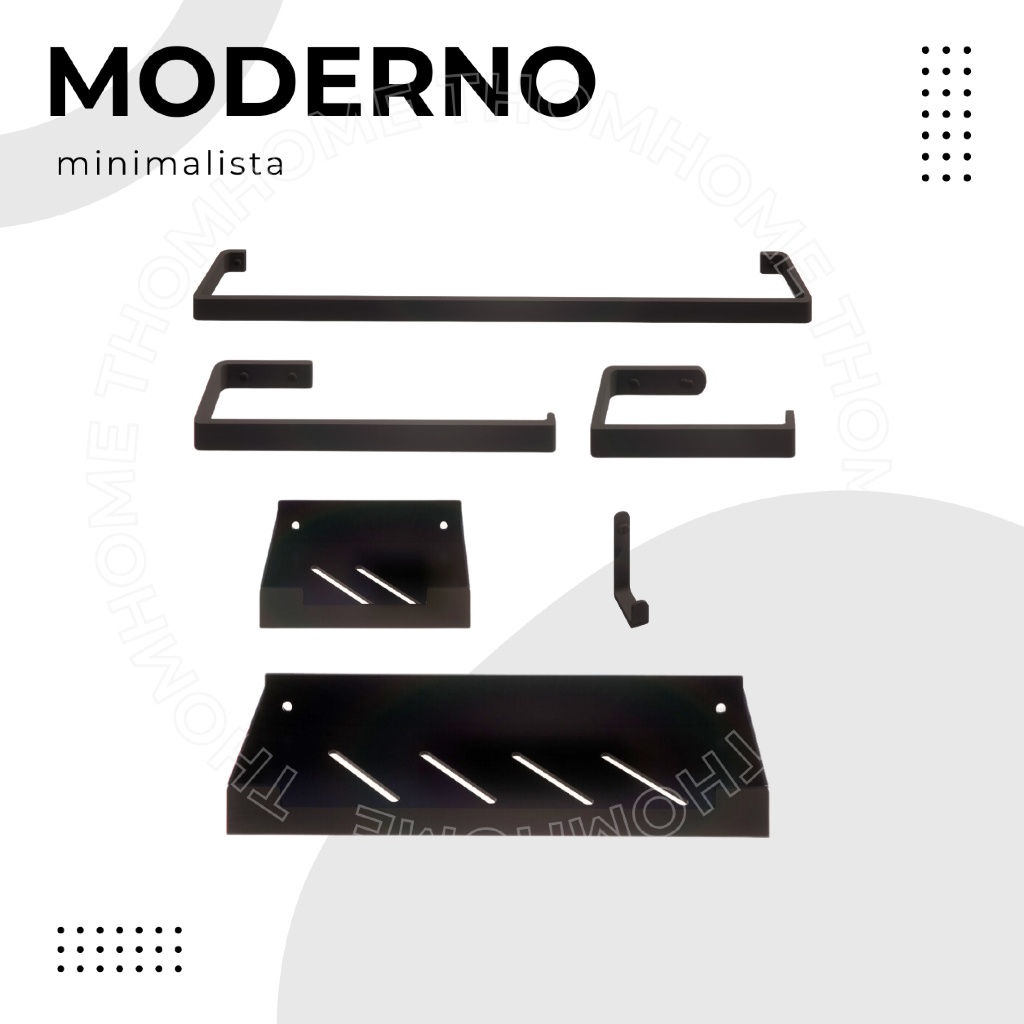 Kit Acessórios Banheiro Premium Preto: Design + Praticidade