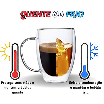 Kit 2 Canecas de Vidro 350ml - Elegância e Praticidade