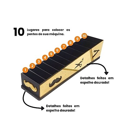 Porta Pentes de Máquina Dourado Espelhado – Elegância e Praticidade
