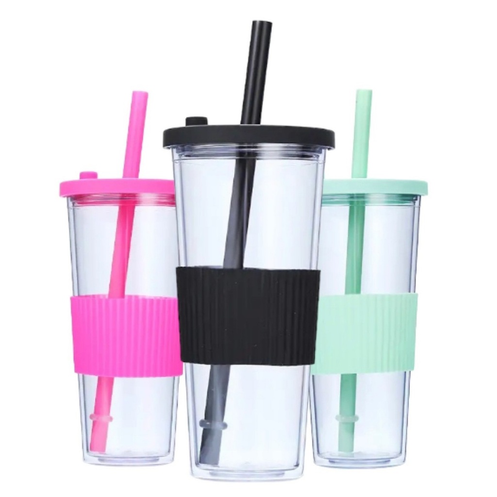 Copo com Canudo 700ml: Cores Vibrantes e Praticidade!