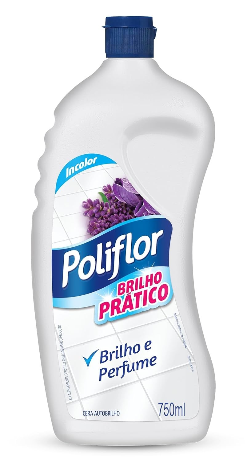 Poliflor Cera Auto Brilho Líquida Incolor 750ml - Brilho Prático e Duradouro para Seu Piso