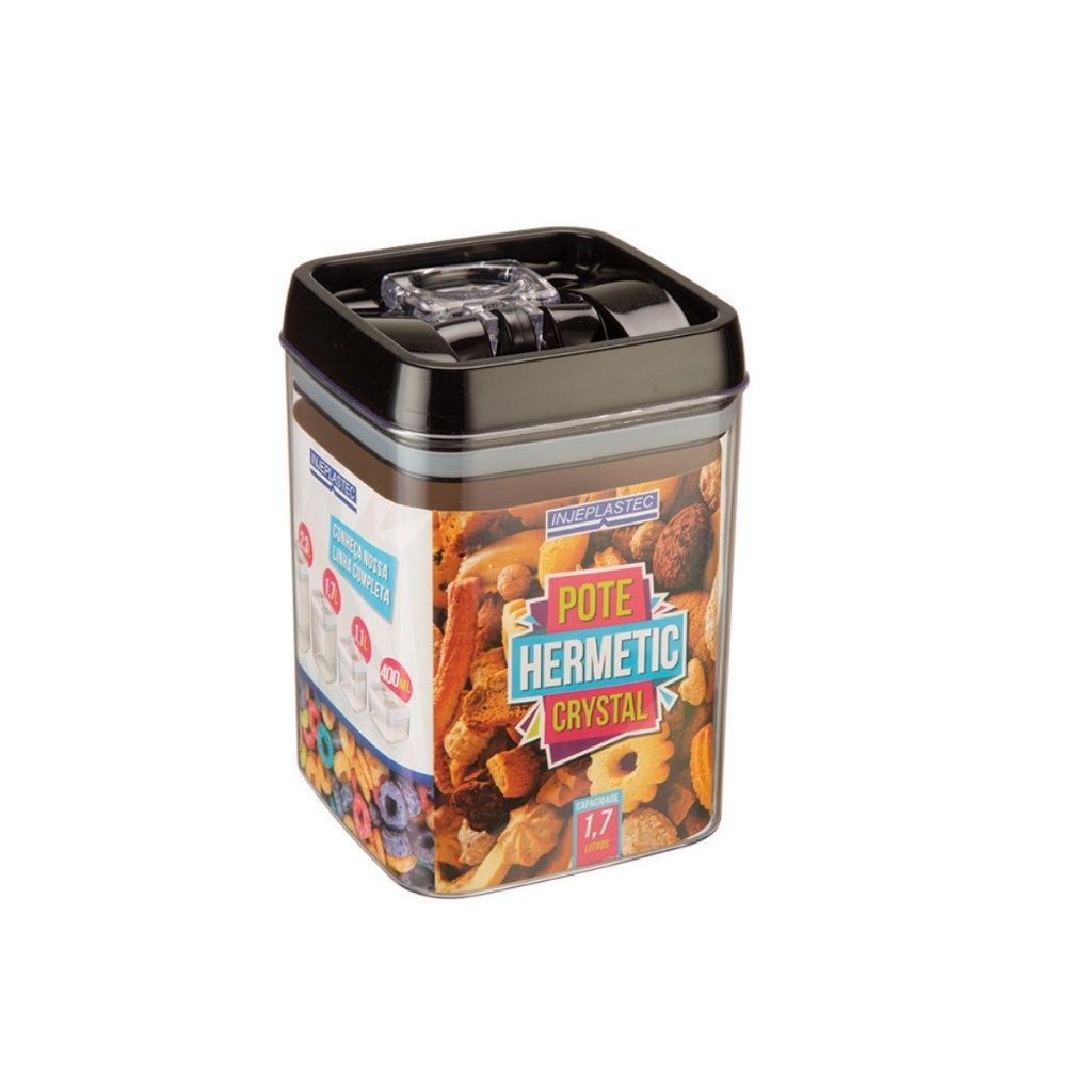 2 Potes Airtight 1,7L Quadrado – Armazenamento Inteligente e Prático