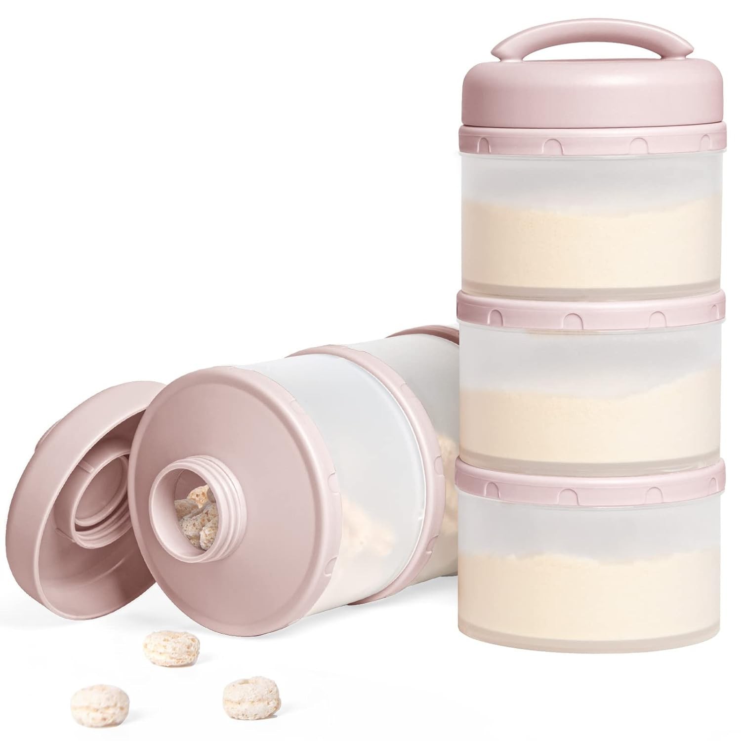 Termichy Dispensador de Leite em Pó Rosa Claro - Prático e Seguro para Viagens