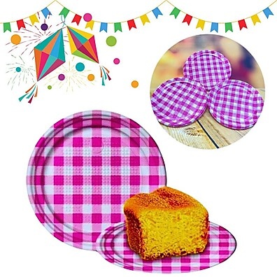 Pratinhos Festa Junina Pink: 15cm de Alegria!