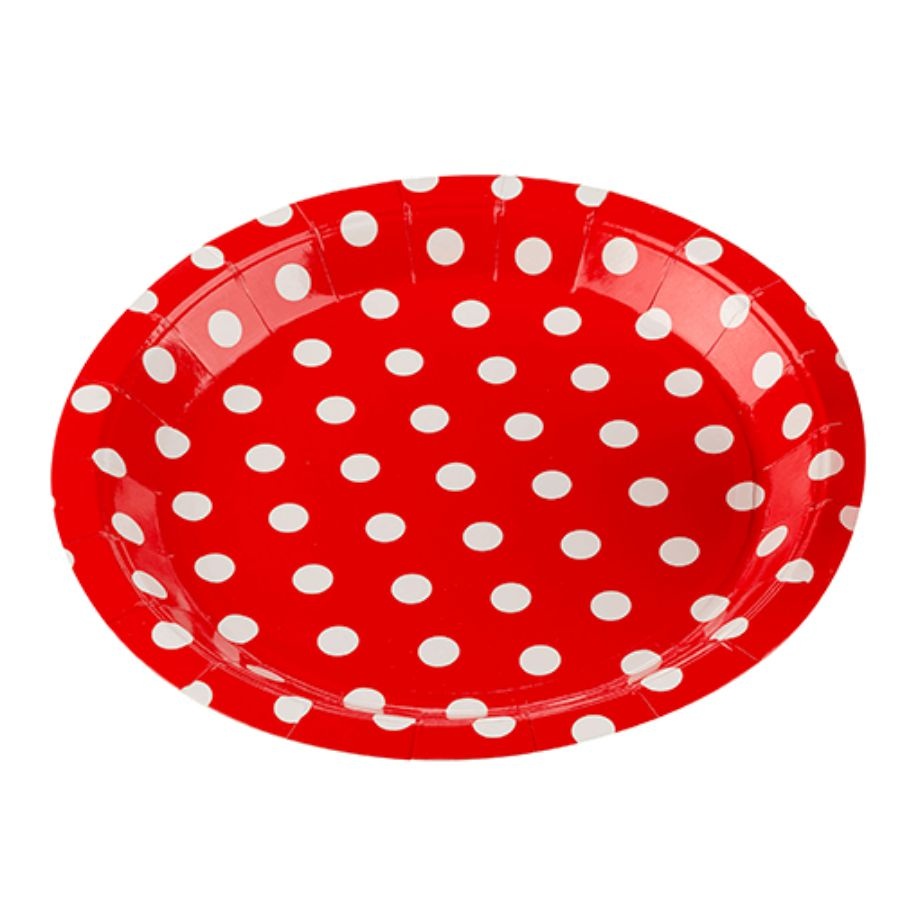 Prato de Papel Biodegradável Poá Vermelho: Festa Sustentável!