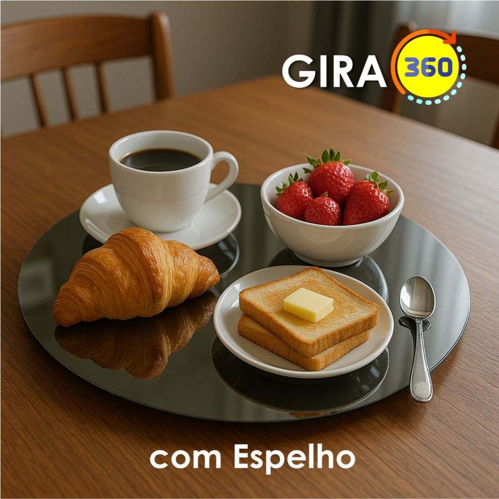Prato Giratório 40cm com Espelho - Elegância na Mesa