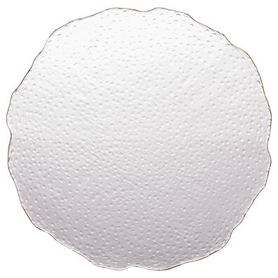 Prato para Servir Wolff Taj 26cm: Cristal Incolor com Borda Dourada