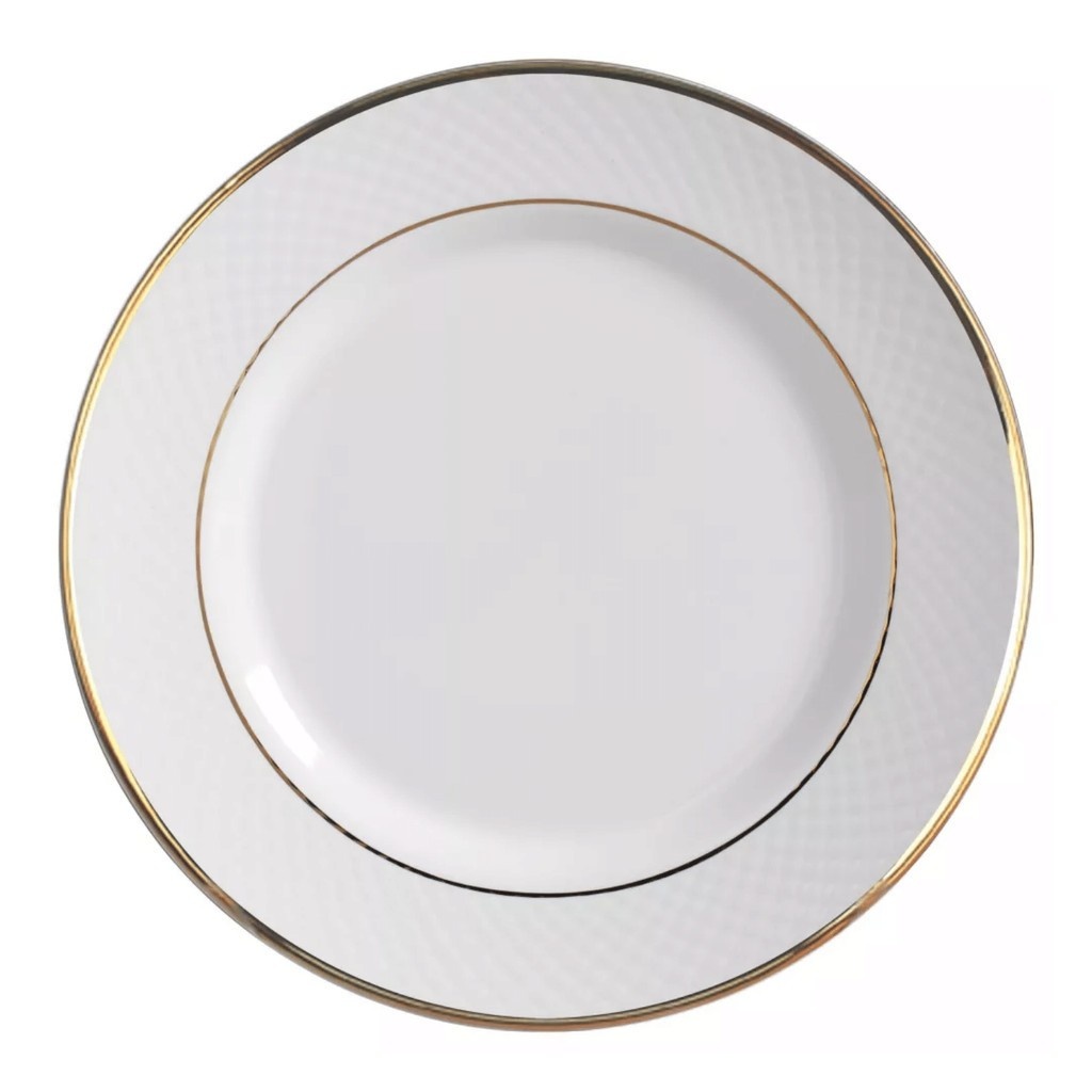 Prato Sobremesa Dourado 21cm: Luxo à Sua Mesa