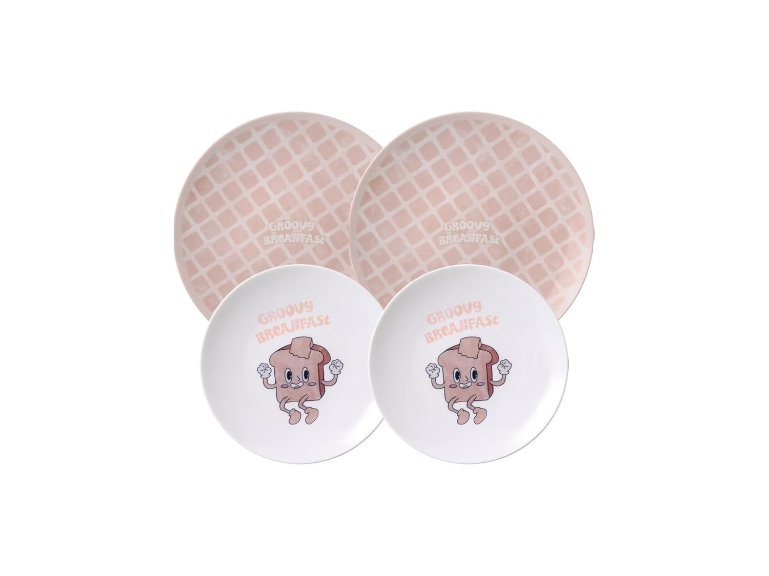 Kit Pratos Tramontina Groovy Breakfast em Porcelana Decorada 4 Peças - Estilo Moderno para Café da Manhã