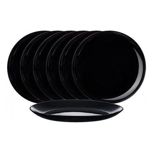 Pratos de Vidro de Sobremesa Preto 9cm - Jogo com 6 Peças