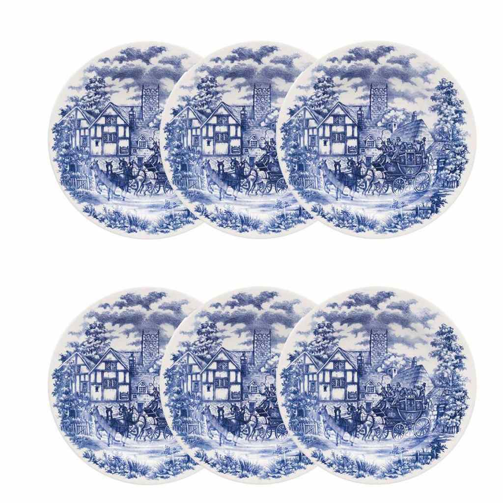 Pratos Fundos Estampa Cena Inglesa 21,5cm – 6 Unidades Biona