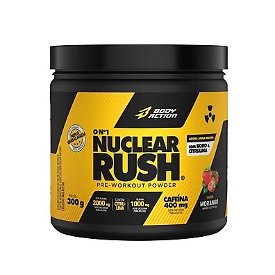 Pré Treino Nuclear Rush 300g Morango – Energia Explosiva