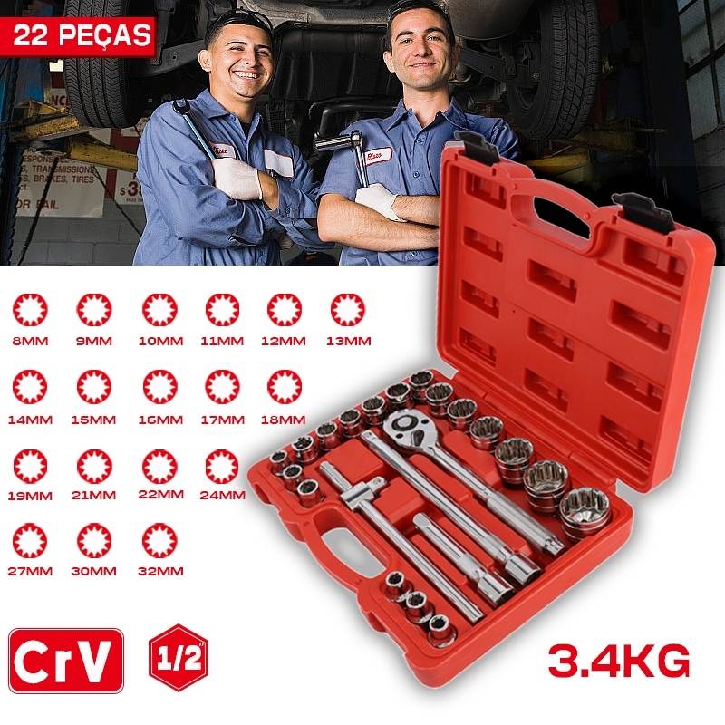 Kit Soquetes 22 Pçs: A Força que Você Precisa!