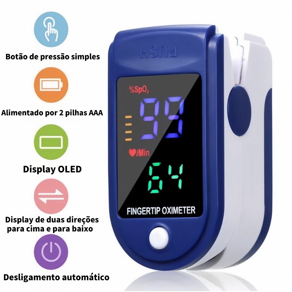 KIT2 Oxímetro de Dedo: Monitore Oxigênio e Pulso com Precisão