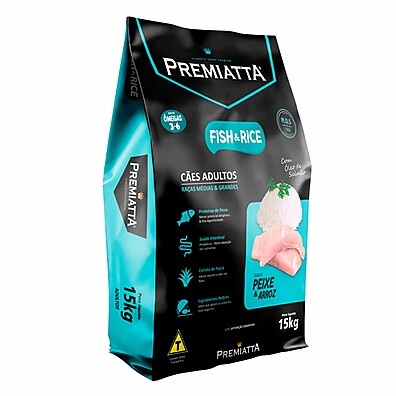 Premiatta Fish & Rice: Ração Cães Adultos 15kg