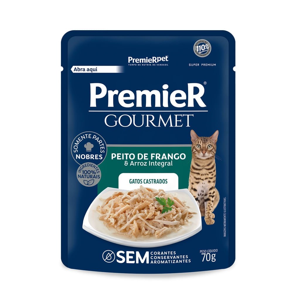 Premier Gourmet Castrados: Ração Úmida Irresistível!