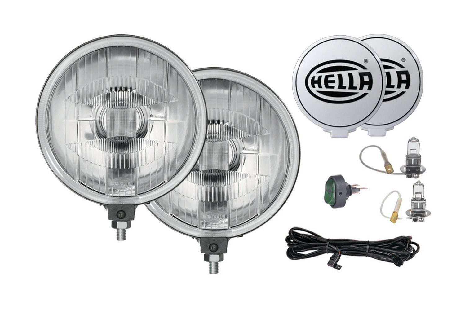 Farol Auxiliar Hella Premium 500 12V 55W Amarelo - Kit com 2 Unidades