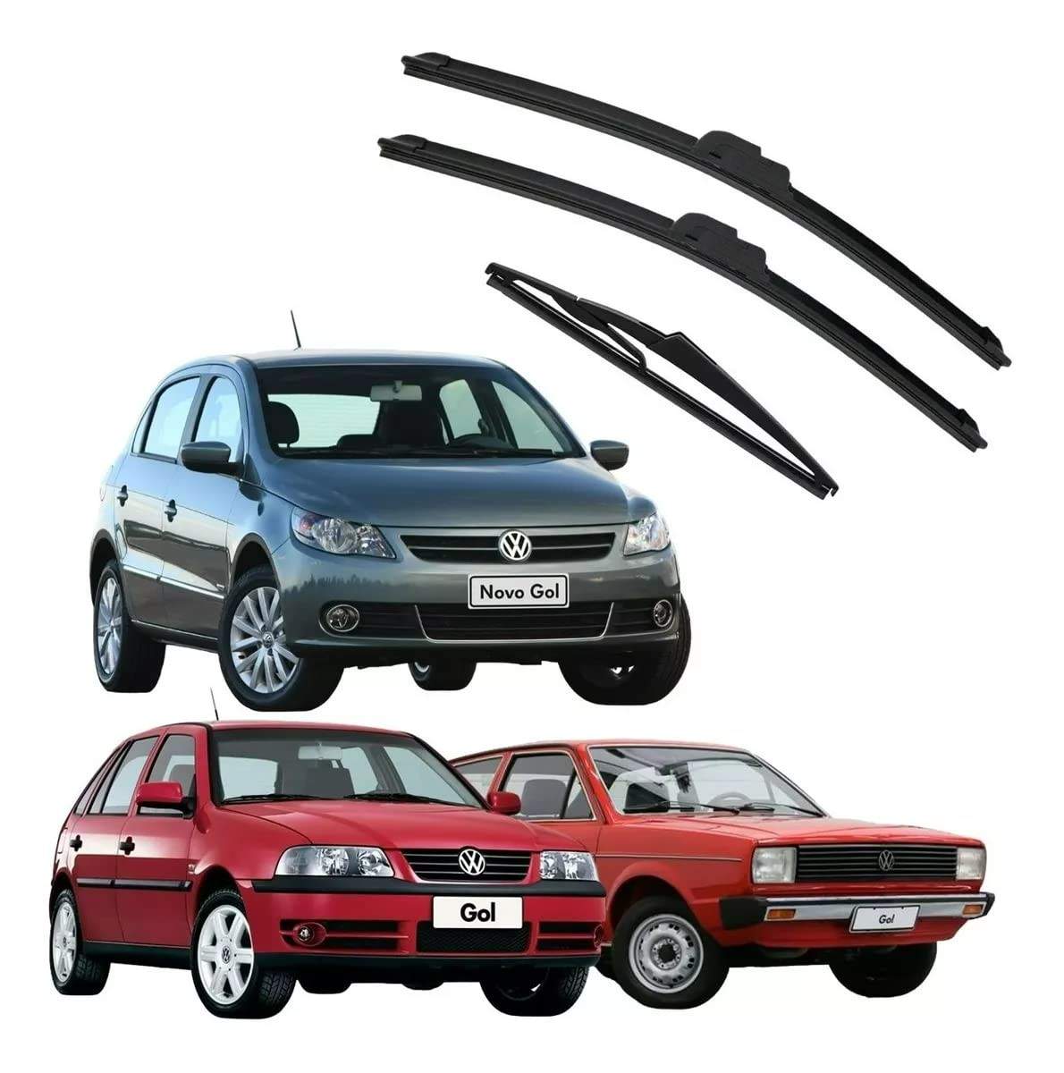 Kit 3 Palhetas Limpador Silicone Premium para Gol G2, G3, G4, G5 e G7 (2017-2022) - Visibilidade e Proteção Superior