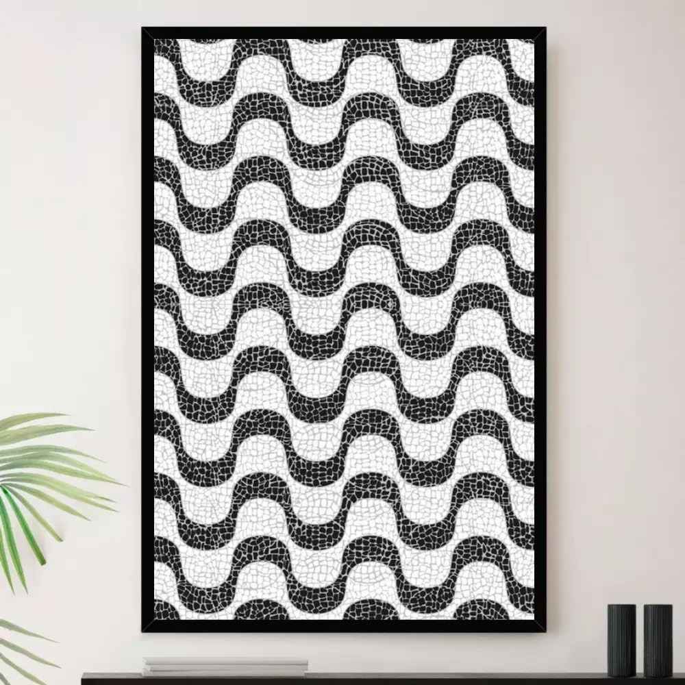 Quadro Decorativo Copacabana Calçada Rio A3 35x45cm - Moldura Premium com Impressão em Alta Definição