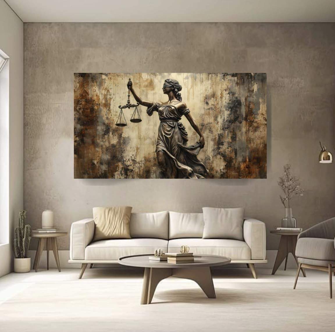 Quadro Decorativo Themis Dama da Justiça 90x60cm | Canvas Premium com Bordas Infinitas
