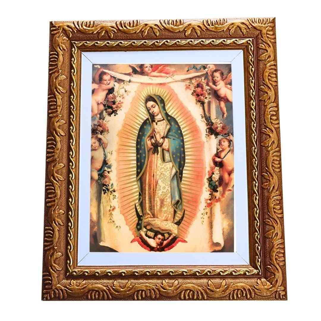 Quadro Decorativo Religioso Nossa Senhora de Guadalupe A4 - Moldura Luxo Premium