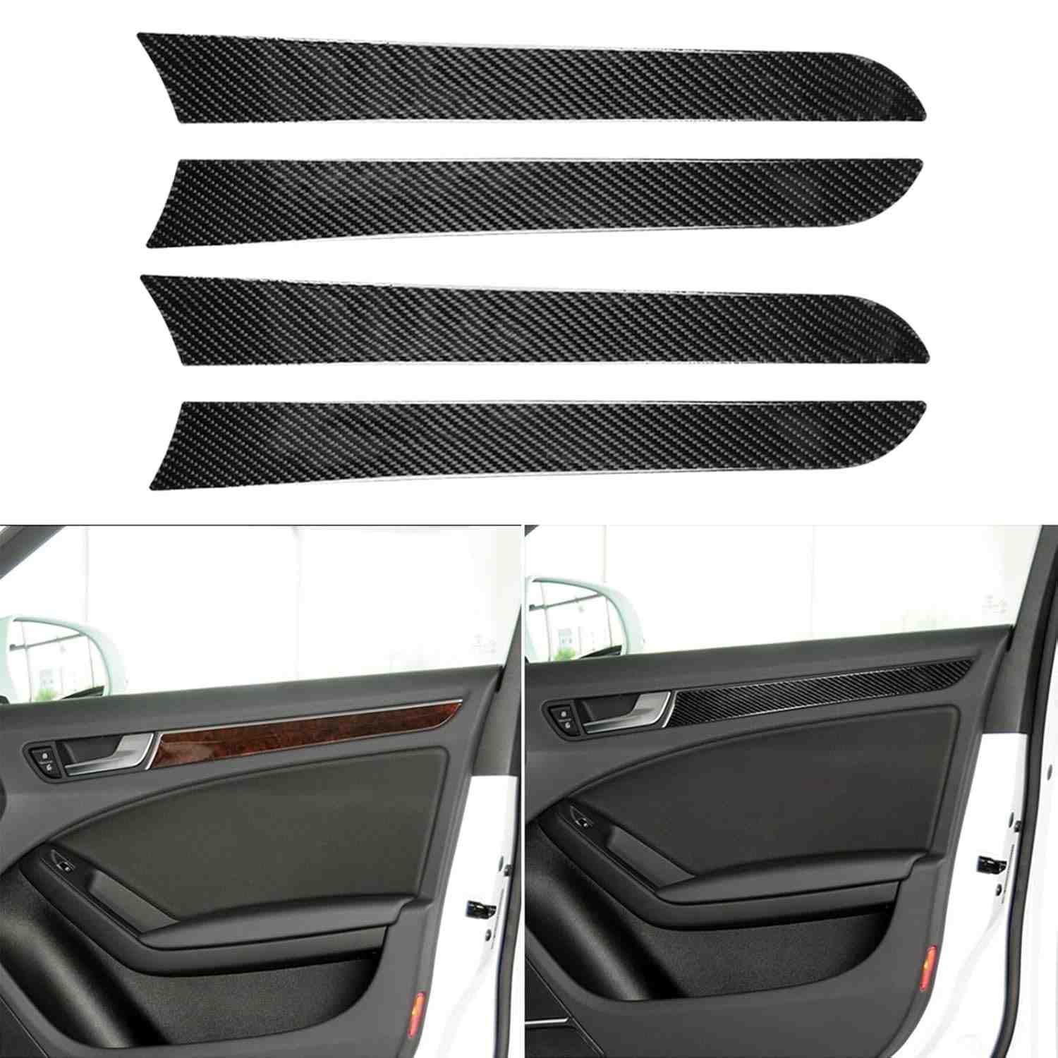 Kit Acabamento Fibra de Carbono Painel Porta Audi A4 B8 / S4 (2009-2016) - Estilo Premium