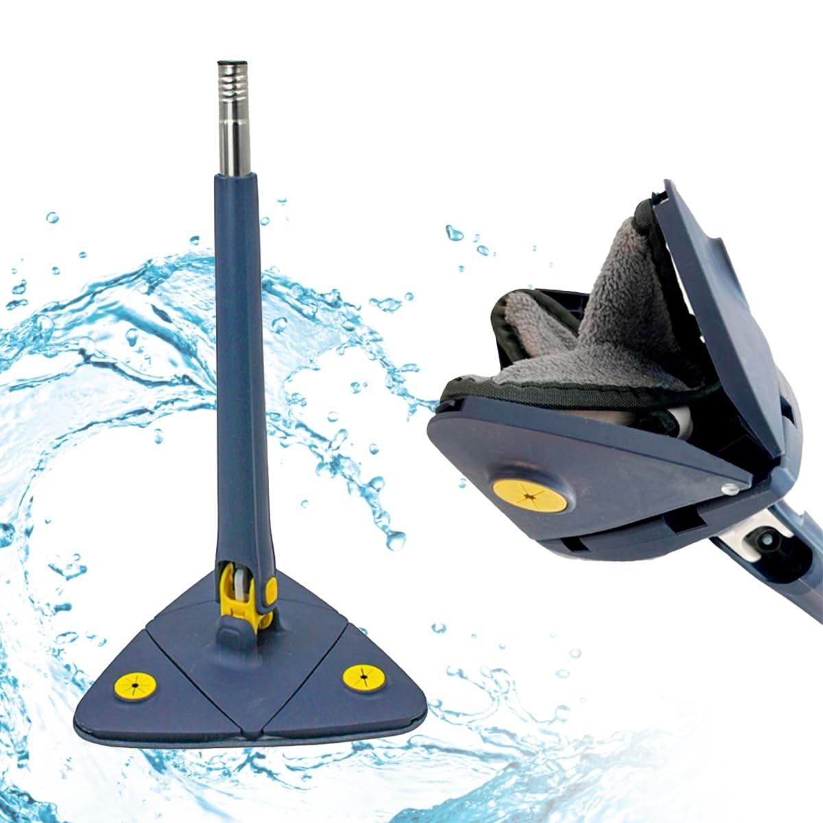 Mop Triangular Giratório 360º com Função de Esmecer - Cabo Longo e Microfibra Premium
