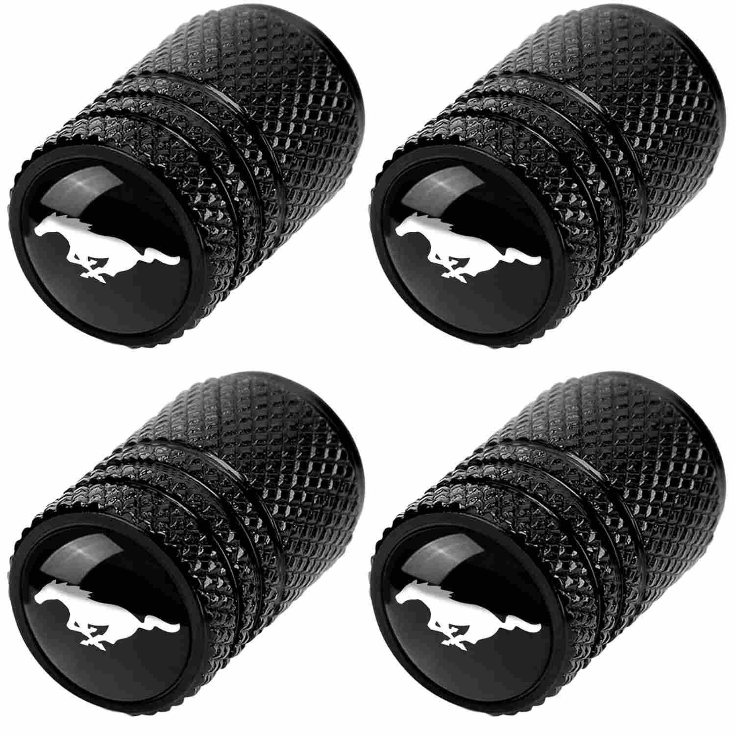 Tampas de Válvula de Pneu Premium para Ford Mustang - Proteção e Estilo em Metal Preto (4 Peças)